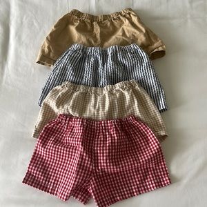 Lot of 4 handmade (Etsy) infant/toddler summer shorts size 12-18m. Fit is 12m.